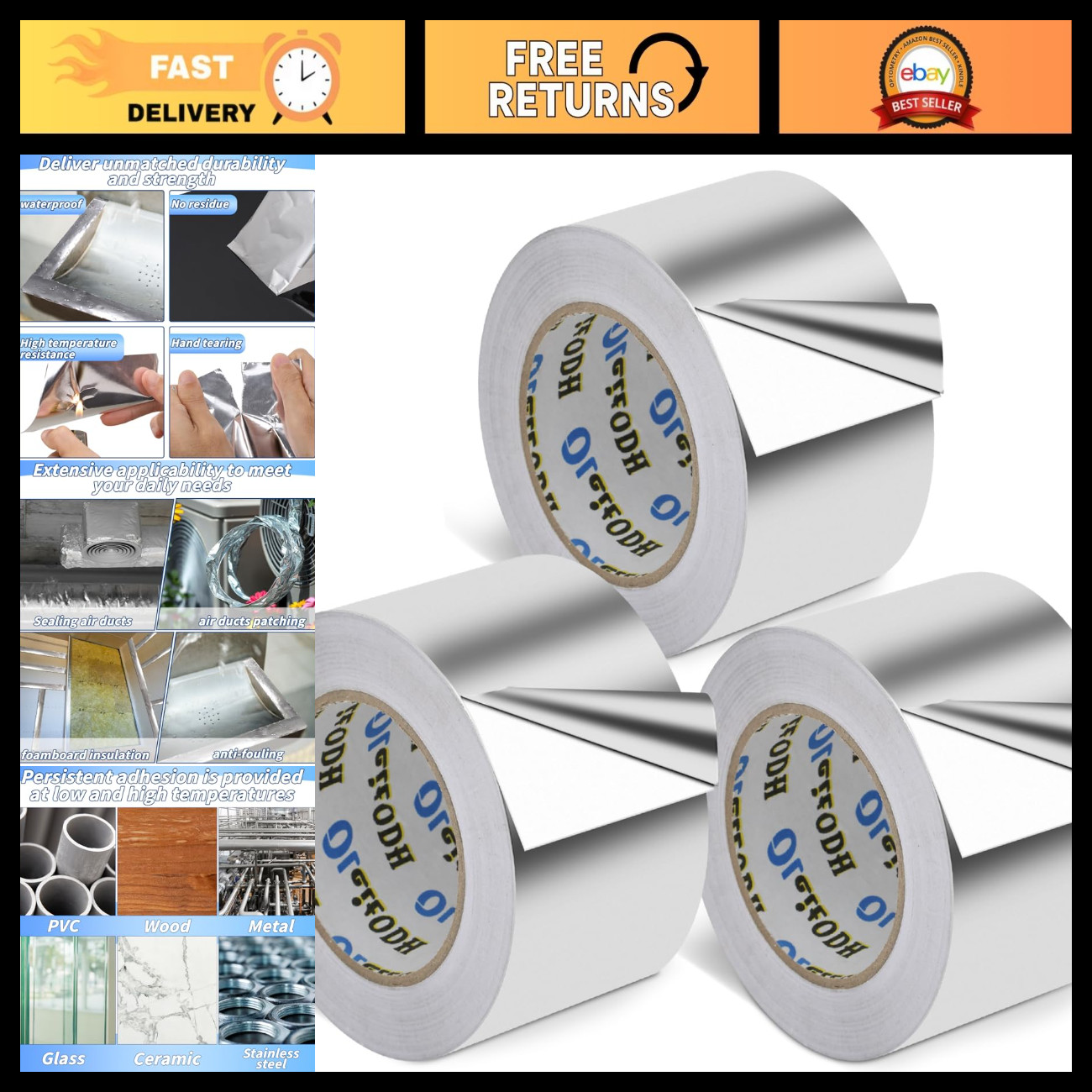 3 Pack Heavy Duty Aluminum Foil Tape - 3