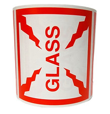4x4 GLASS Fragile Warning Shipping Handling Stickers Labels per 4 rolls of 500 picture