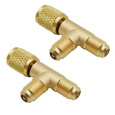 2PCS 1/4in Valve Tee Adapter, HVAC Tools, Valves Core Tee Adapter Brass picture