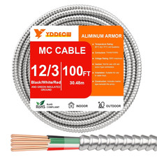 100FT 12/3 Metal Clad (MC) Cable with Ground, 12 Gauge Electric Wire with Alumin picture