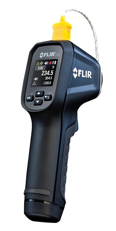FLIR TG56 Spot IR Thermometer 30:1 with Type K Thermocouple Probe, Box and Guide
