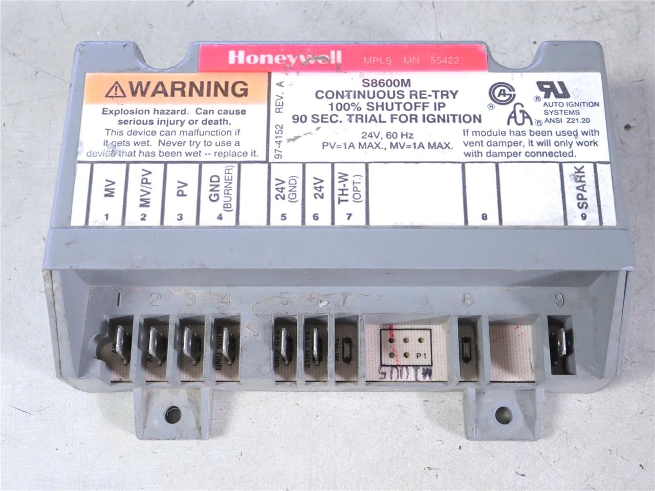 Honeywell S8600M Ignition Control Module Continuous Re-Try