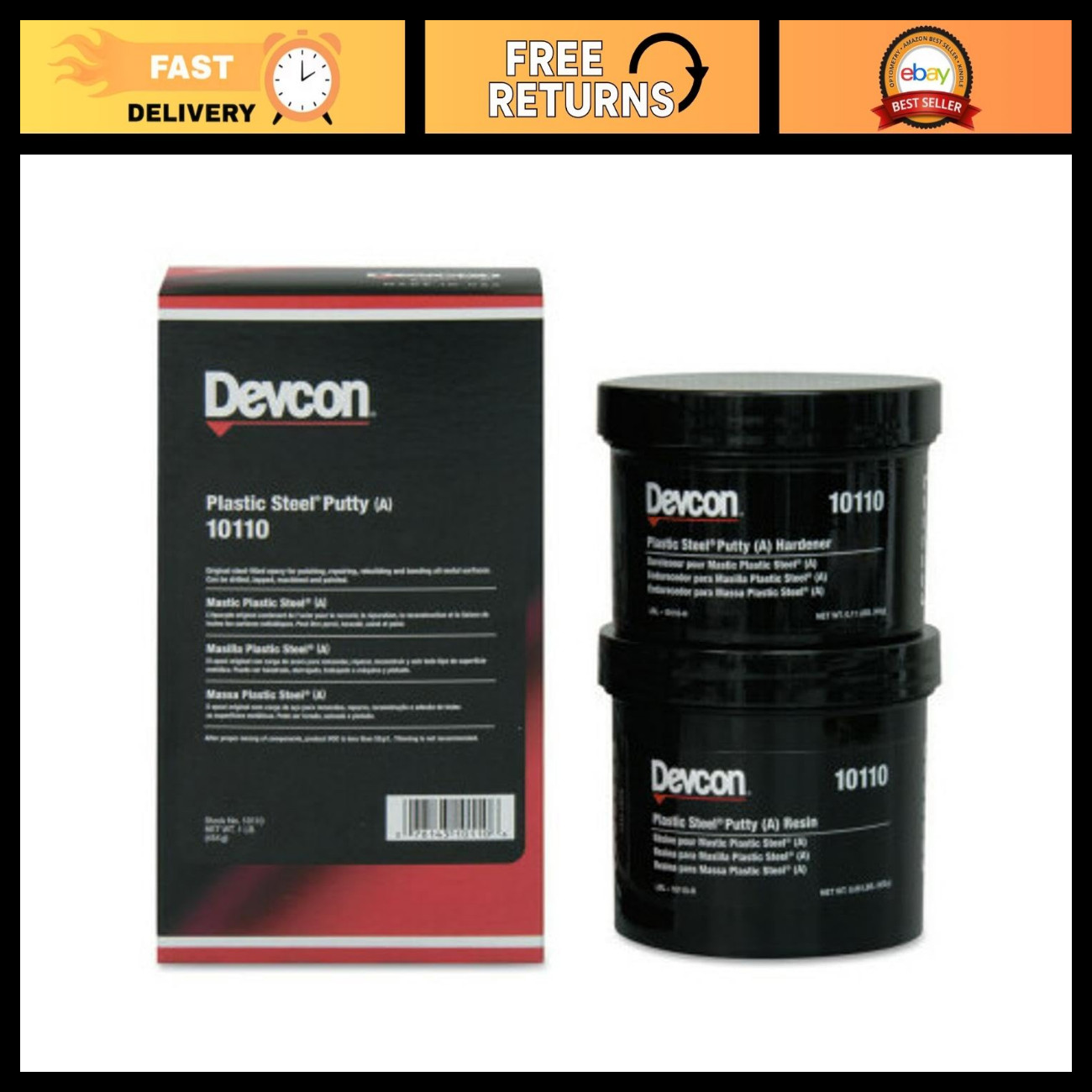 2 Pack Plastic Steel Epoxy Putty, 1 lb Each - Strong Adhesive for Repairs & Craf