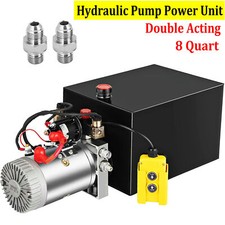8 Quart Double Acting Hydraulic Pump 12V DC Dump Trailer Control Kit Power Unit picture