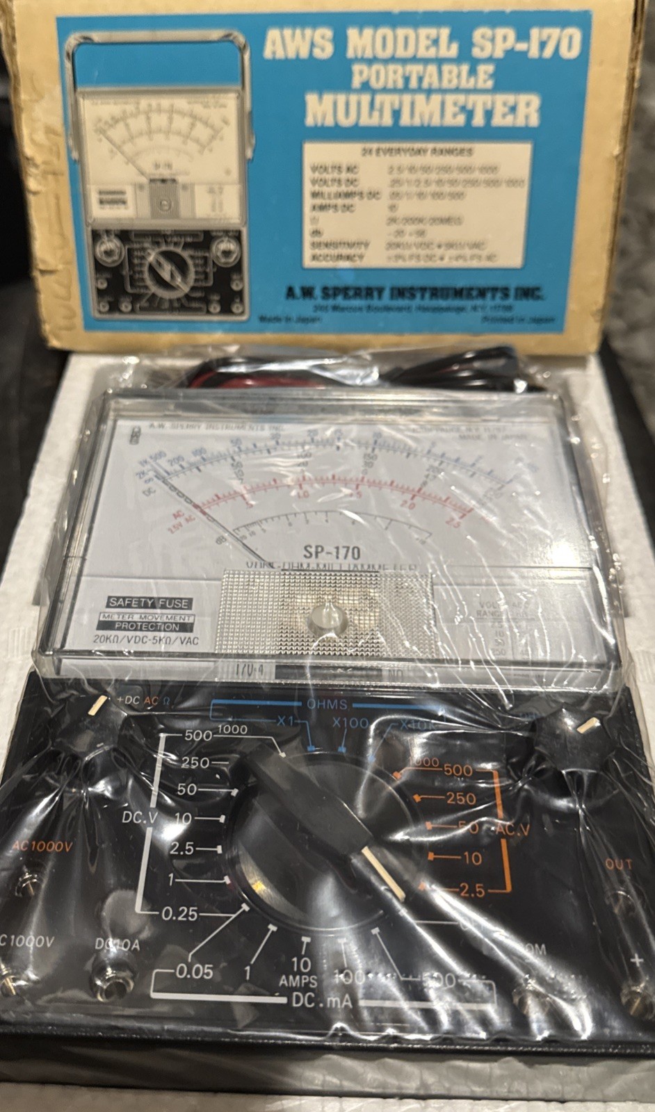 NEW OLD STOCK A.W. Sperry SP-170 Analog Multimeter Volt Ohm Milliammeter AWS
