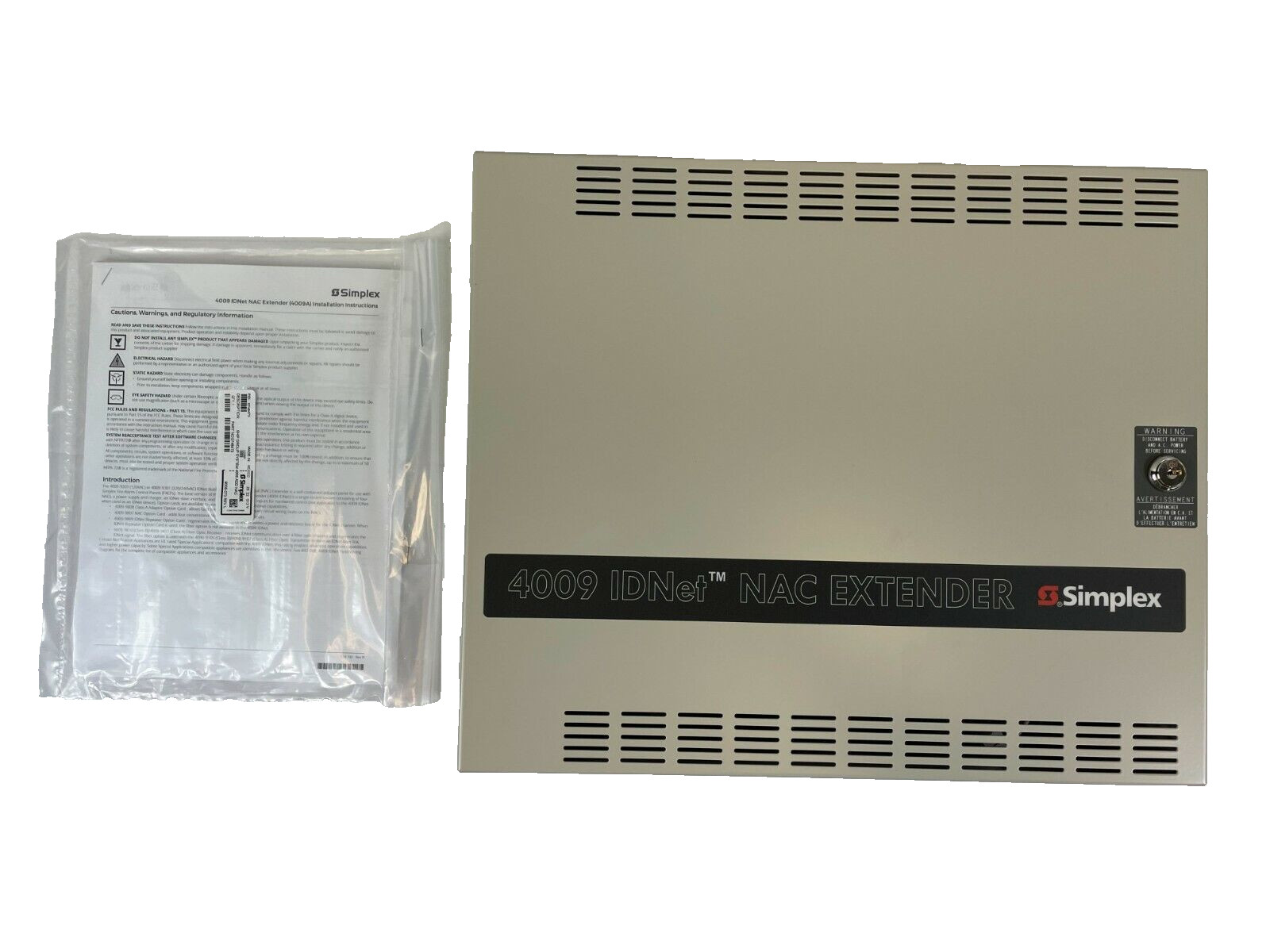 Simplex 4009-9201 IDNet NAC Extender Panel, 4 Class B NACs, 8A Supply, 120 VAC Simplex 4009-9201 IDNet NAC Extender Panel, 4 Class B NACs, 8A Supply, 120 VAC