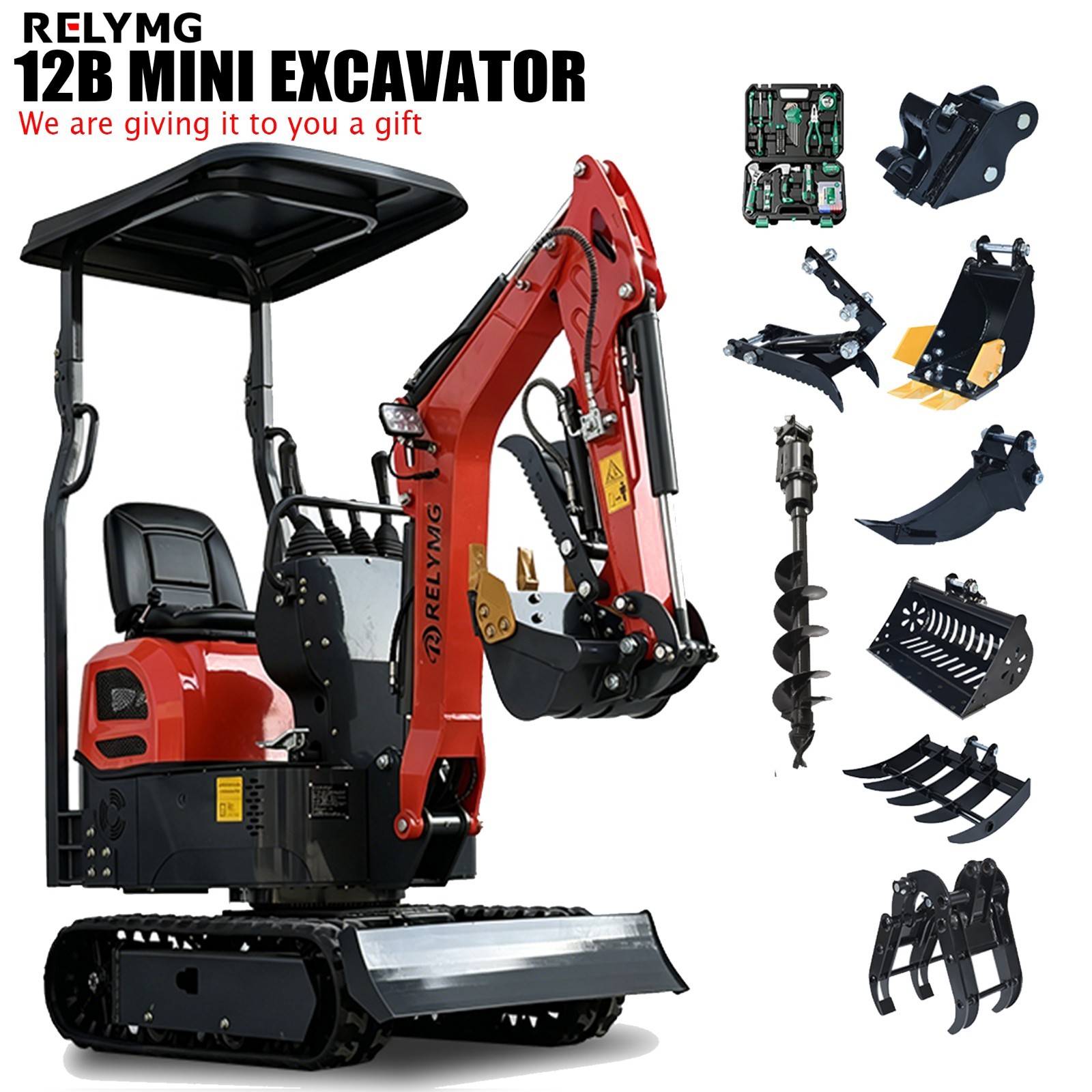 1 Ton Mini Excavator,  13.5HP B&S EPA Gas Engine/+9accessories/Free shipping
