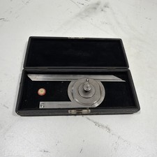 Vintage Starrett Universal Bevel Vernier Protractor w/ Case picture