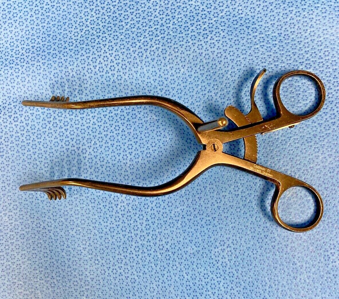 Codman 50-1465 Verity Cerebellar Retractor w/ Bar 4x4 Sharp Prongs Black Neuro