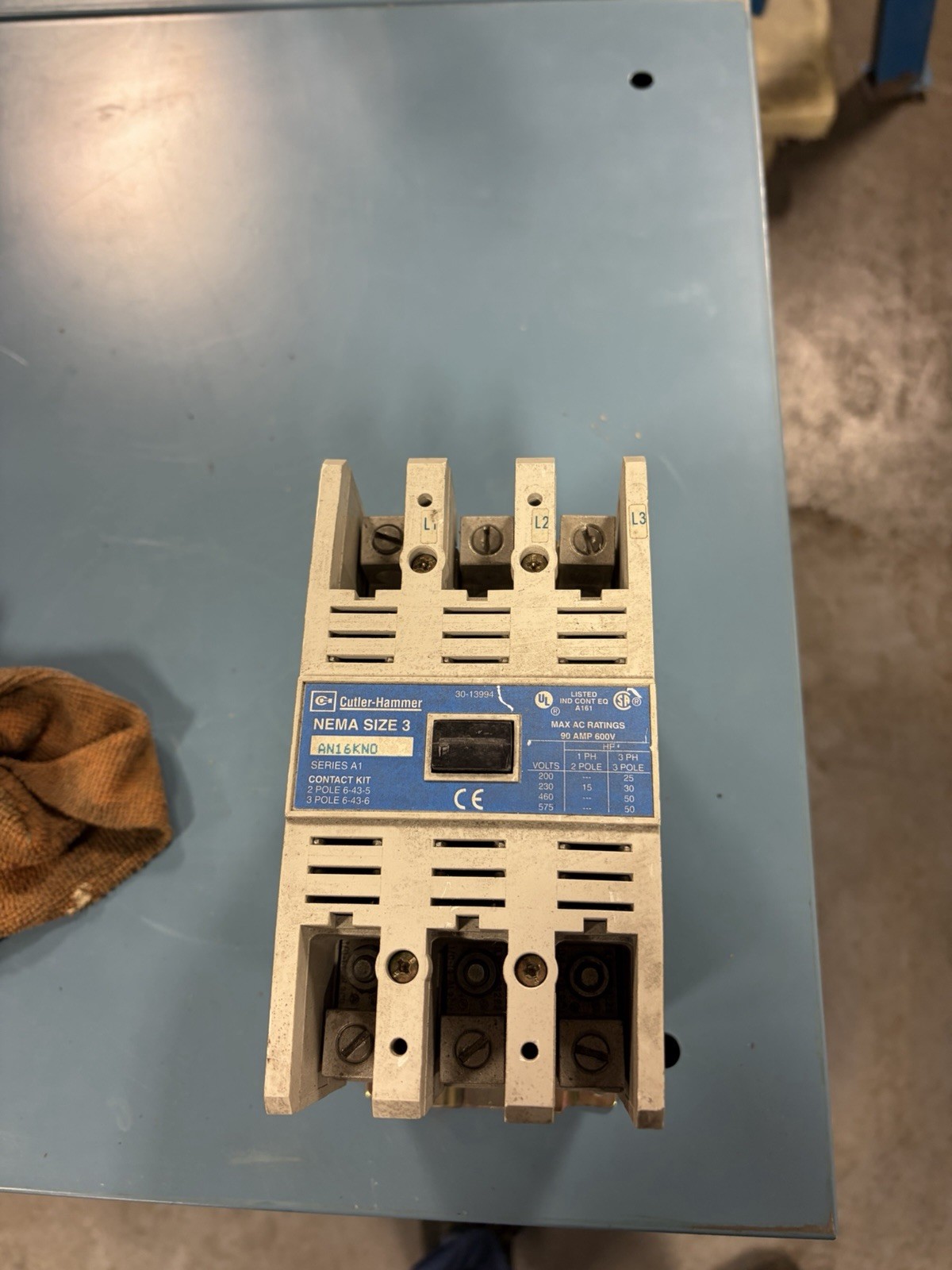 Cutler-Hammer AN16KN0 Ser A1 Contactor Nema Size 3 3-Phase 3-Pole 90A 600VAC