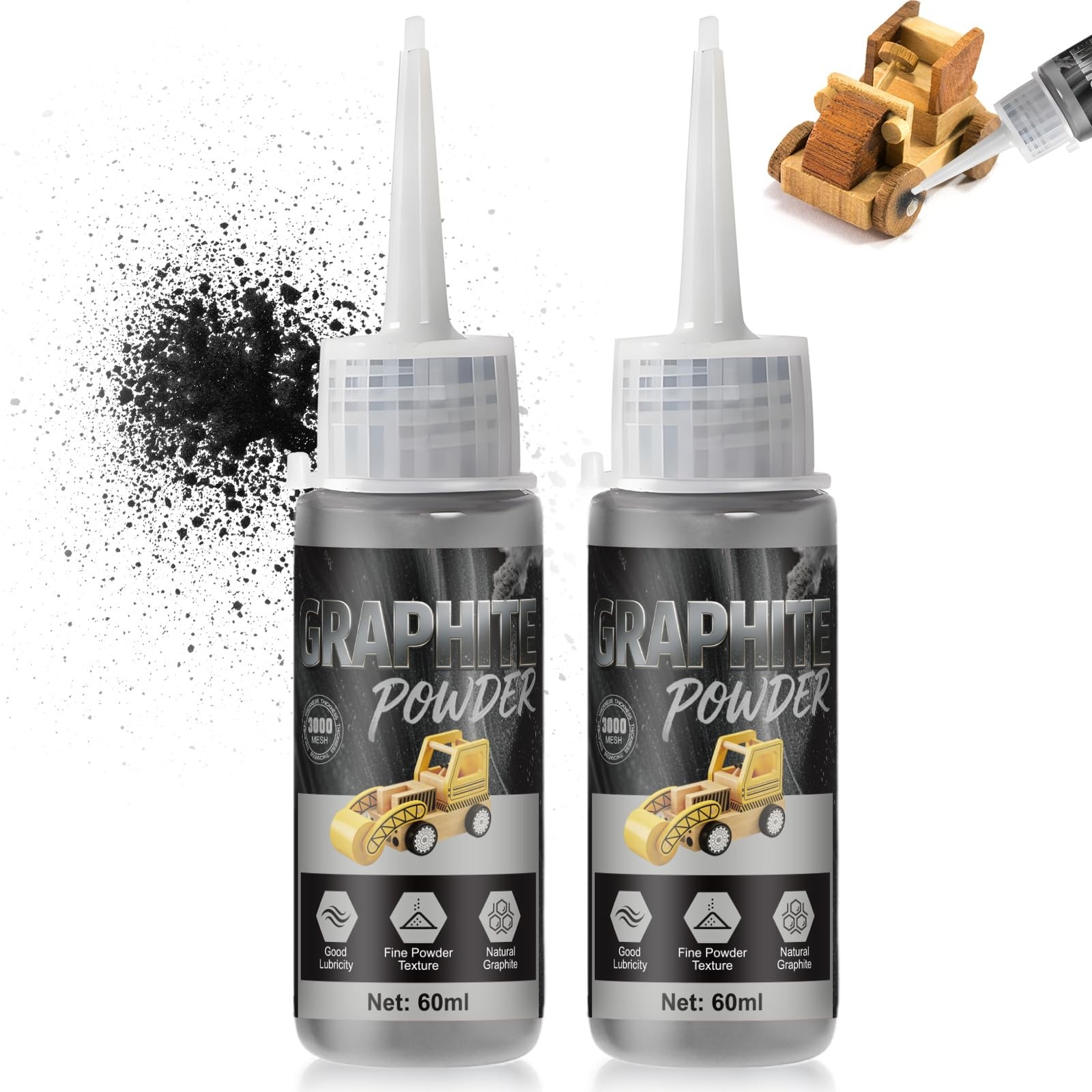 Graphite Powder for Locks, Precise Spraying, Long Lasting Lubrication,4oz Graphite Powder for Locks, Precise Spraying, Long Lasting Lubrication,4oz