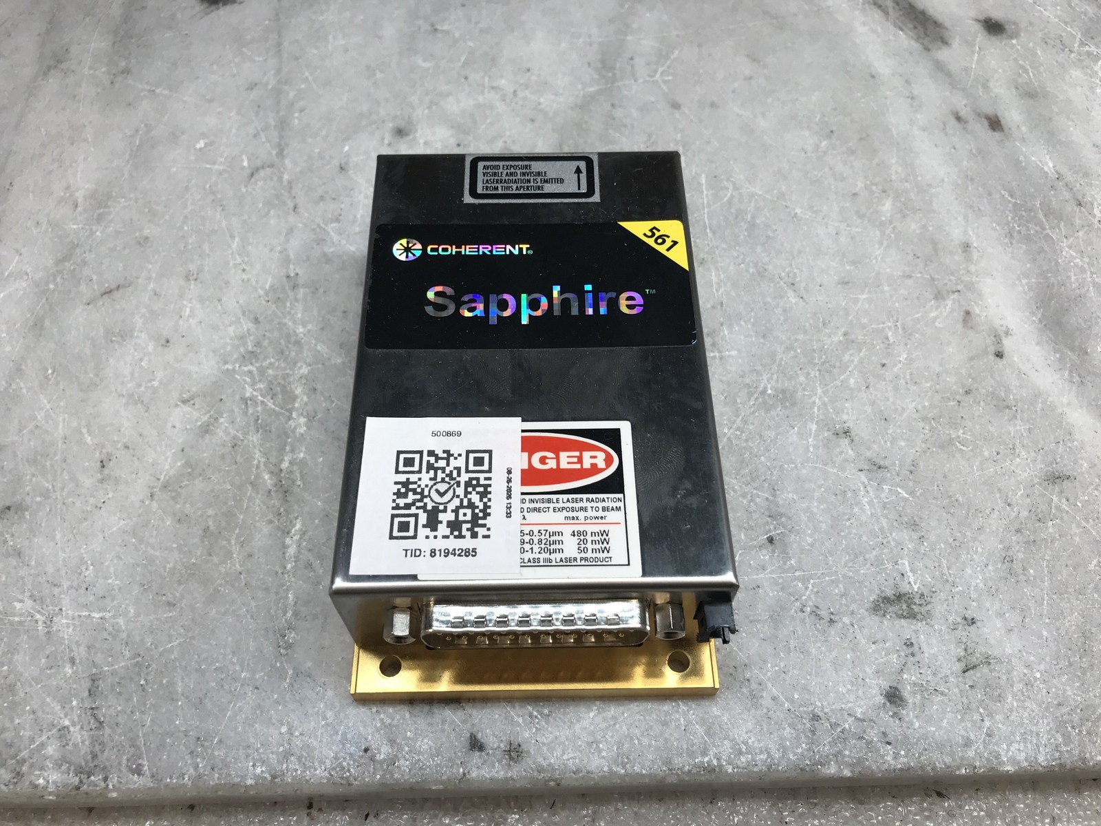 Coherent Sapphire 1137499 561nm 165 mW max 21.5k Hours 2011 mfg *NO ACCESSORIES*