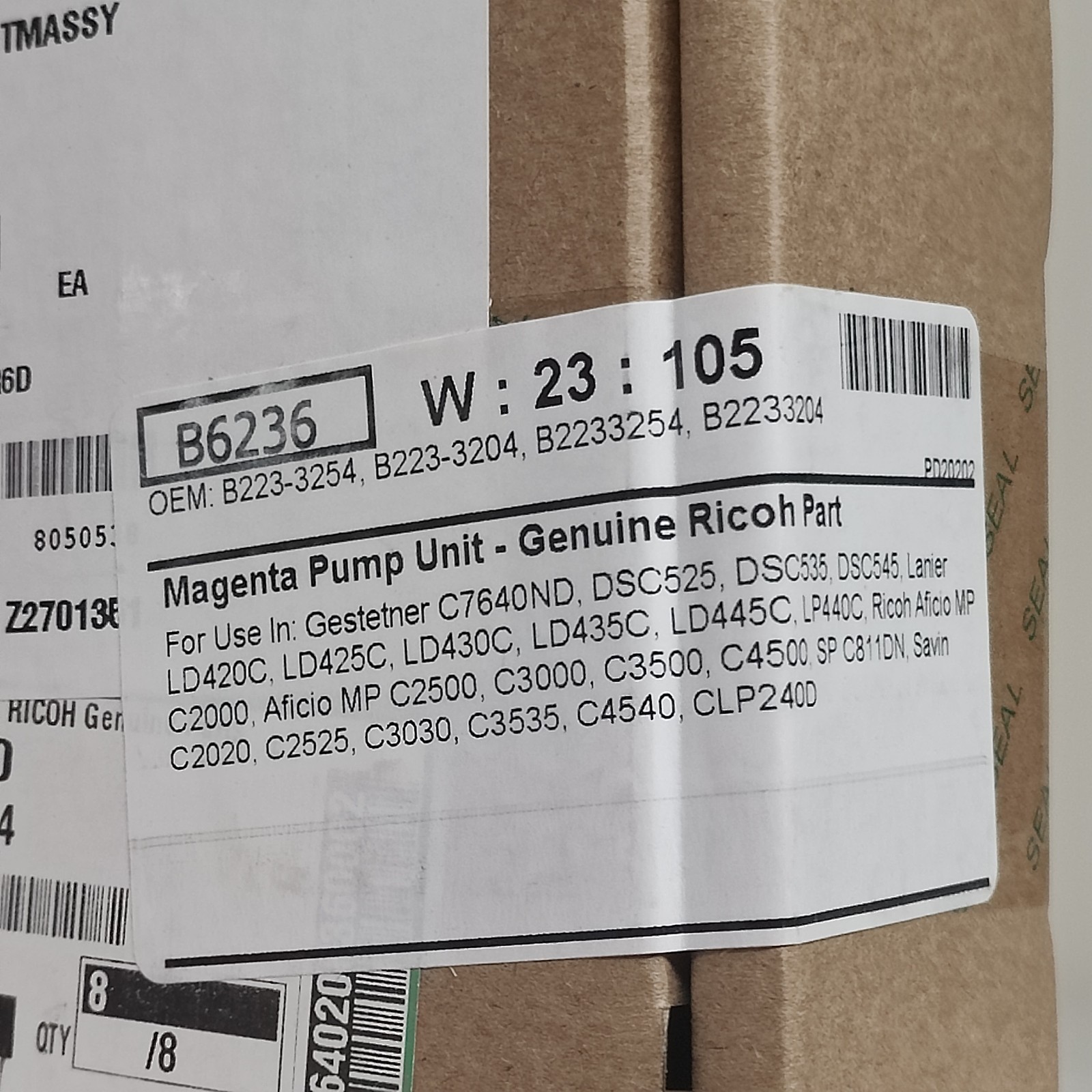 NEW SEALED Genuine Ricoh B223-3254 (B223-3204) Magenta Pump Unit 