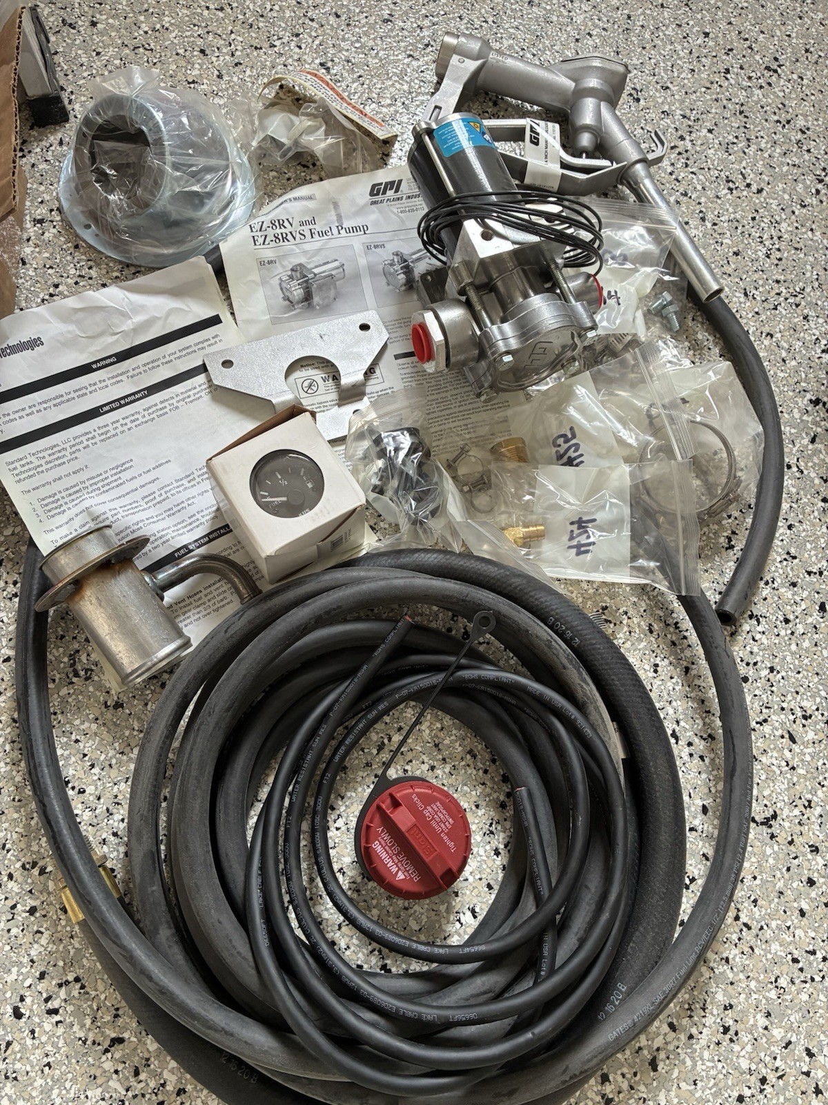 NEW GPI EZ-8RV 12V Fuel Transfer Pump Complete Kit w/ Hose, Cap, Gauge