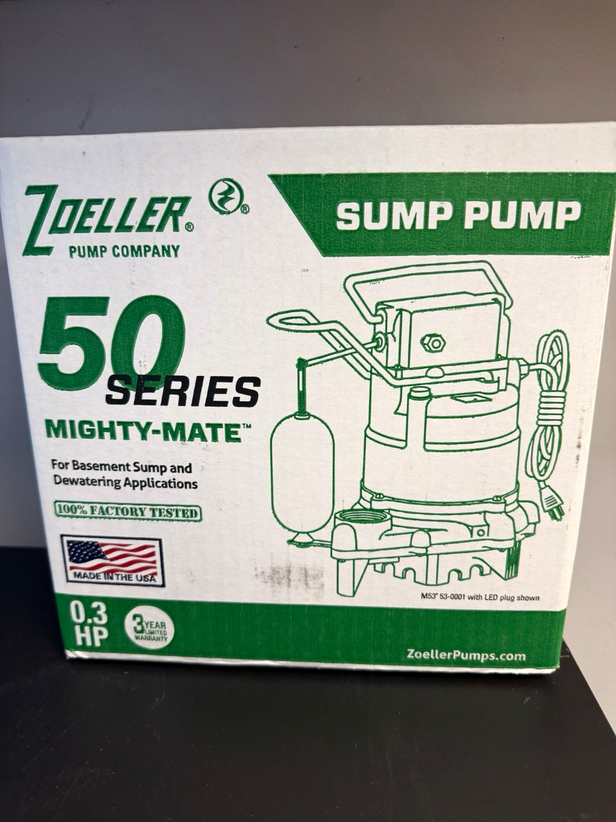 Zoeller Mighty-Mate M53-D Sump Pump Submersible Auto Float 0.3HP 115V