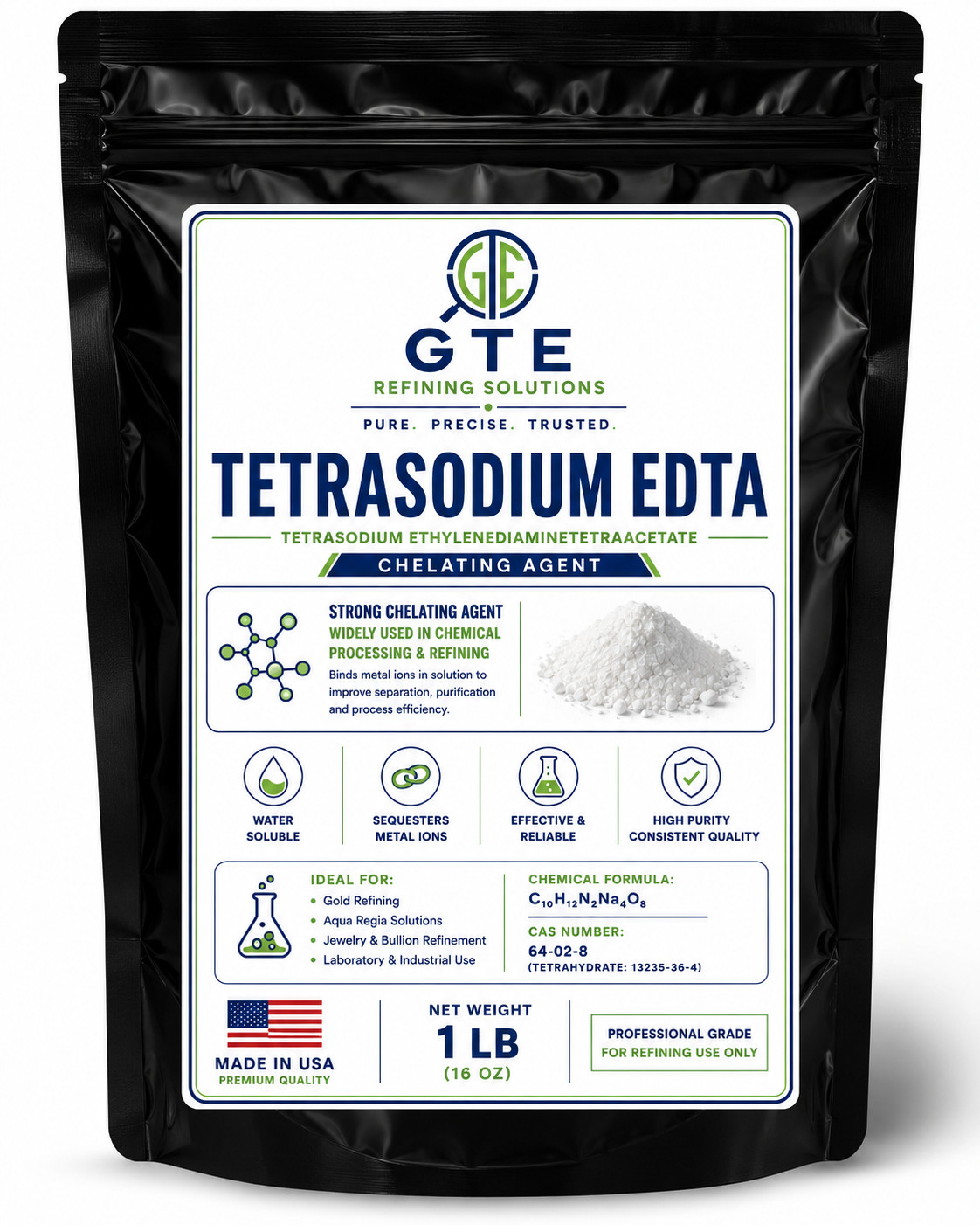 1 LB TETRASODIUM (EDTA) Technical Grade Chelating Agent Textile Water Paper 99% 1 LB TETRASODIUM (EDTA) Technical Grade Chelating Agent Textile Water Paper 99%