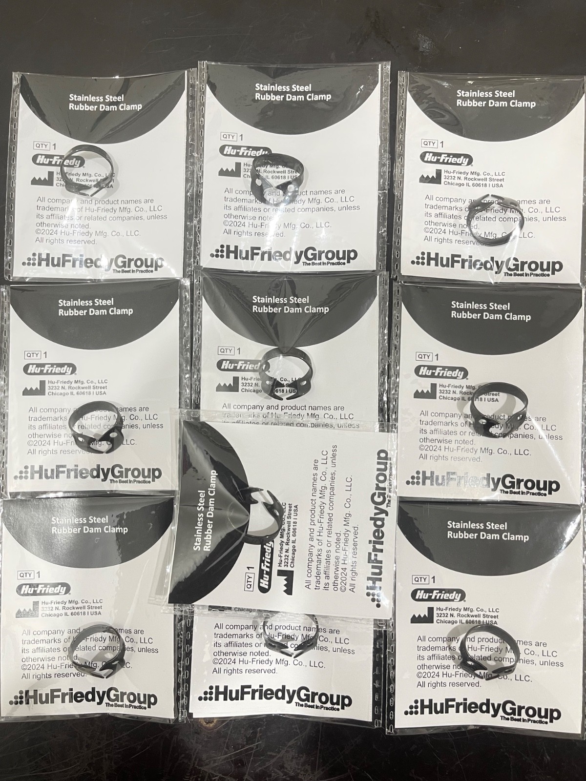 10 X Hu Friedy Rubber Dam Clamp #W8A Black line RDCM W8AX