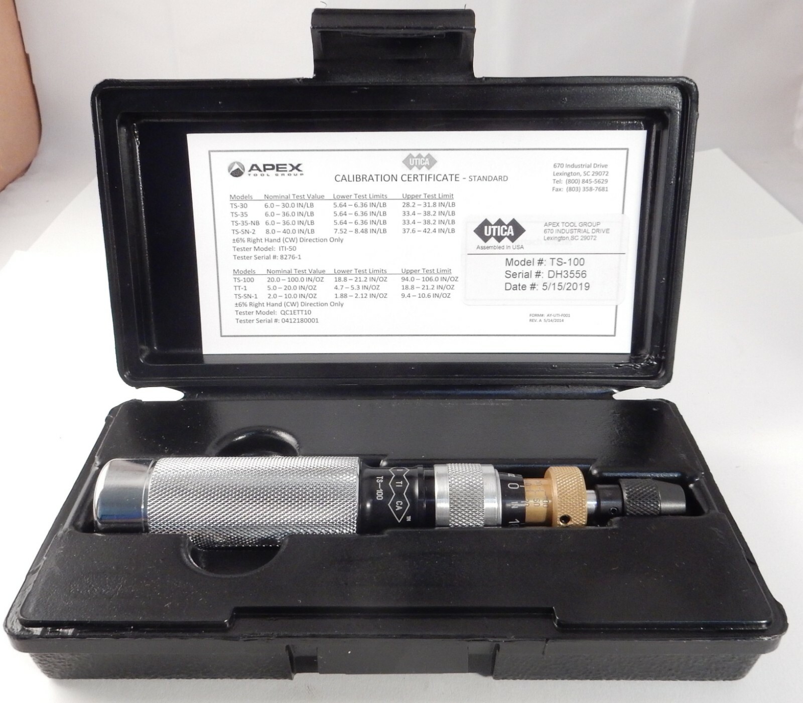 UTICA TS-100 Adjustable Torque Limiting Screwdriver UTICA TS-100 Adjustable Torque Limiting Screwdriver