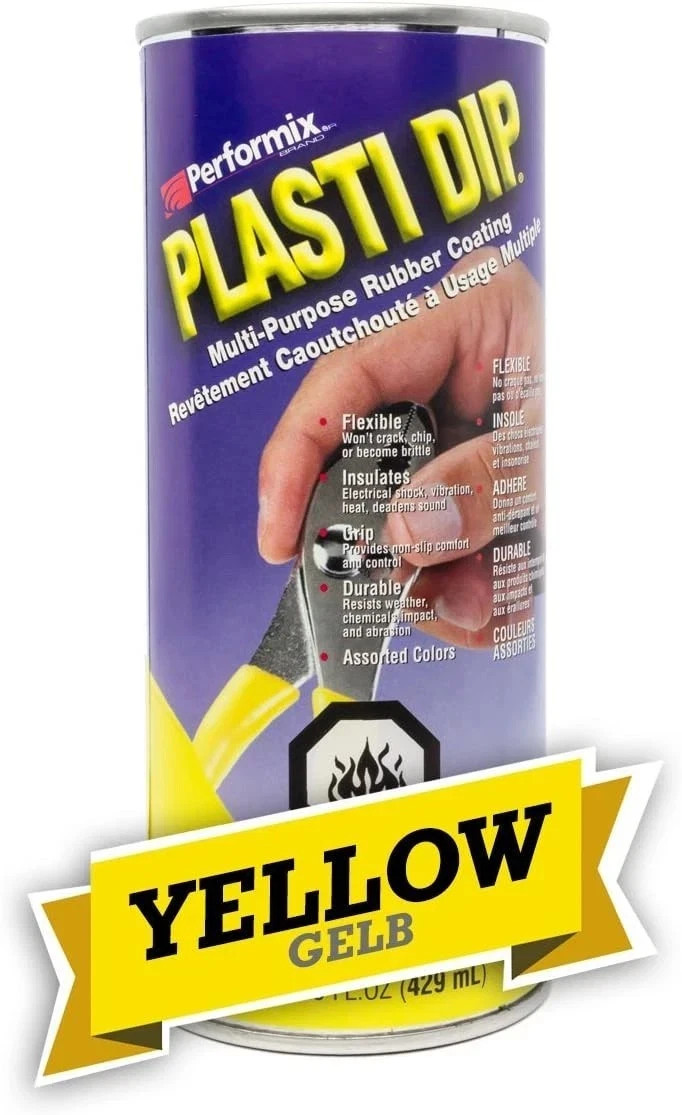 YELLOW 14.5oz Performix PLASTI DIP Plastic Multi Rubber Grip Coating Handle Tool