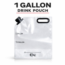 1 Gallon Drink Pouch Bag w/ Cap & Handle Beverage Take Out Bags 5-50 Pack picture