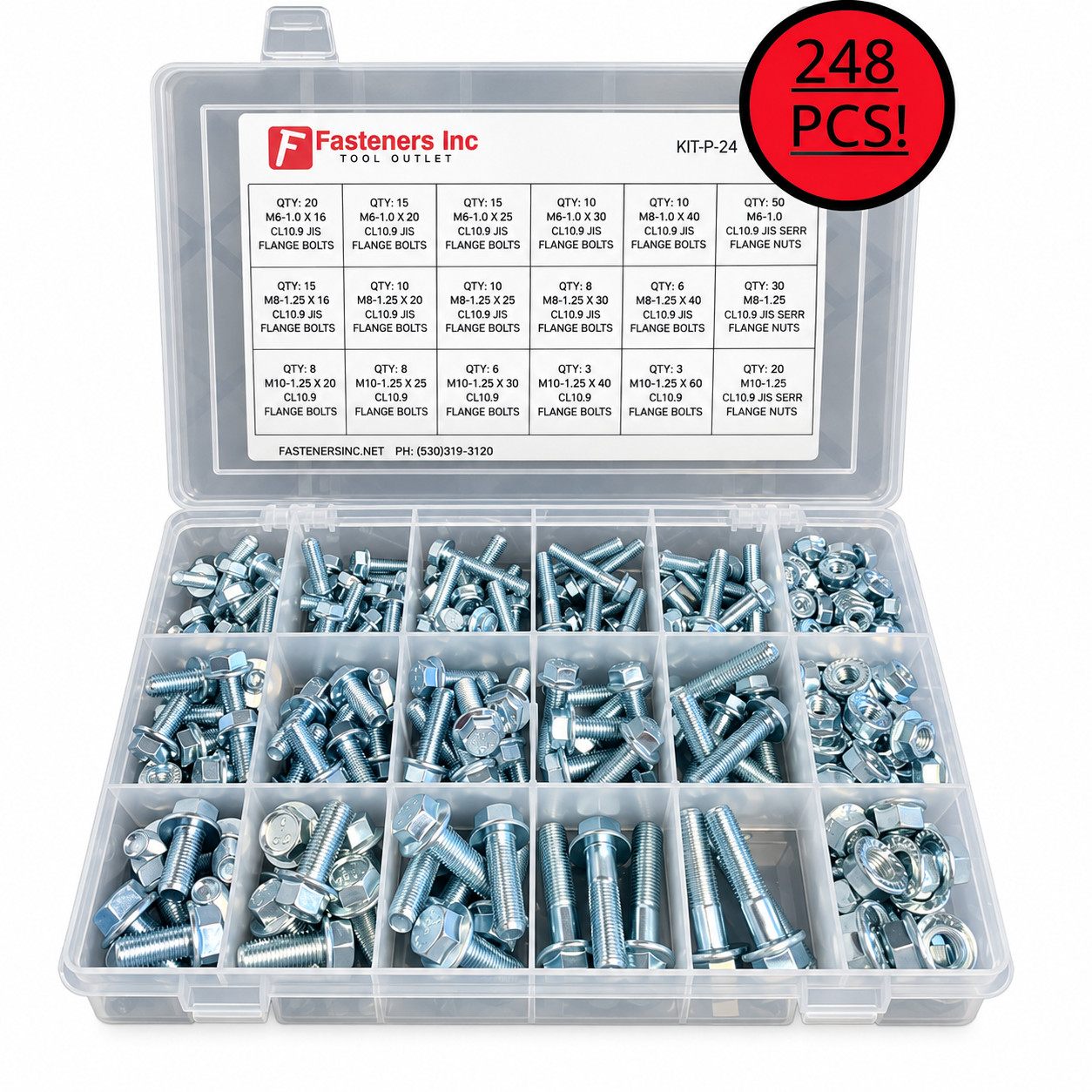Metric Grade 10.9 JIS Hex Flange Cap Screws Frame Bolts & Lock Nuts Assortment