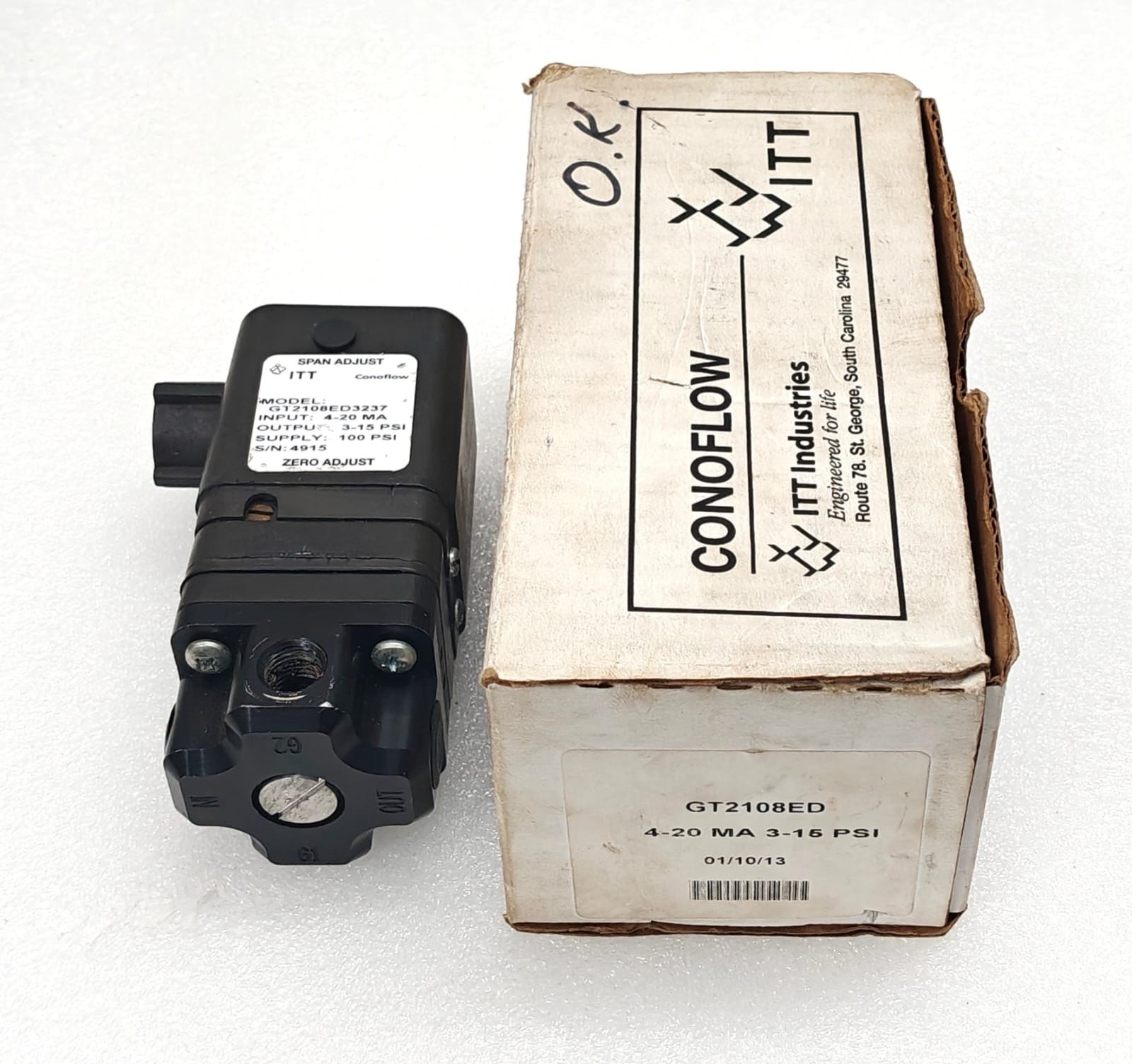 ITT GT2108ED3237 CONOFLOW ELECTRO-PNEUMATIC TRANSDUCER - FAST SHIPPING