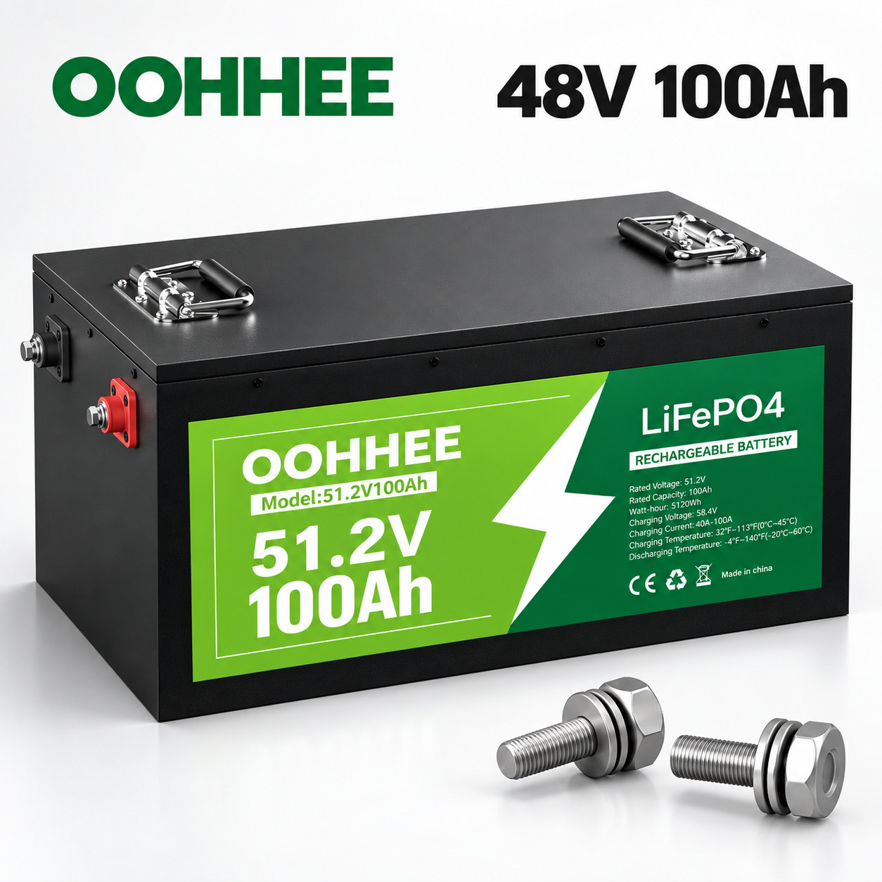 48V 51.2V 100Ah LiFePO4 Lithium Battery Built-in BMS Deep Cycles For Golf Cart