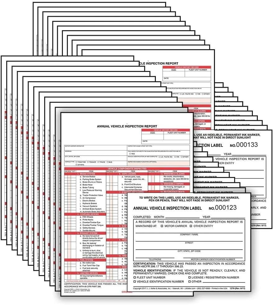 25-Pack, Annual Vehicle Inspection Report Form & 25-pack, Black