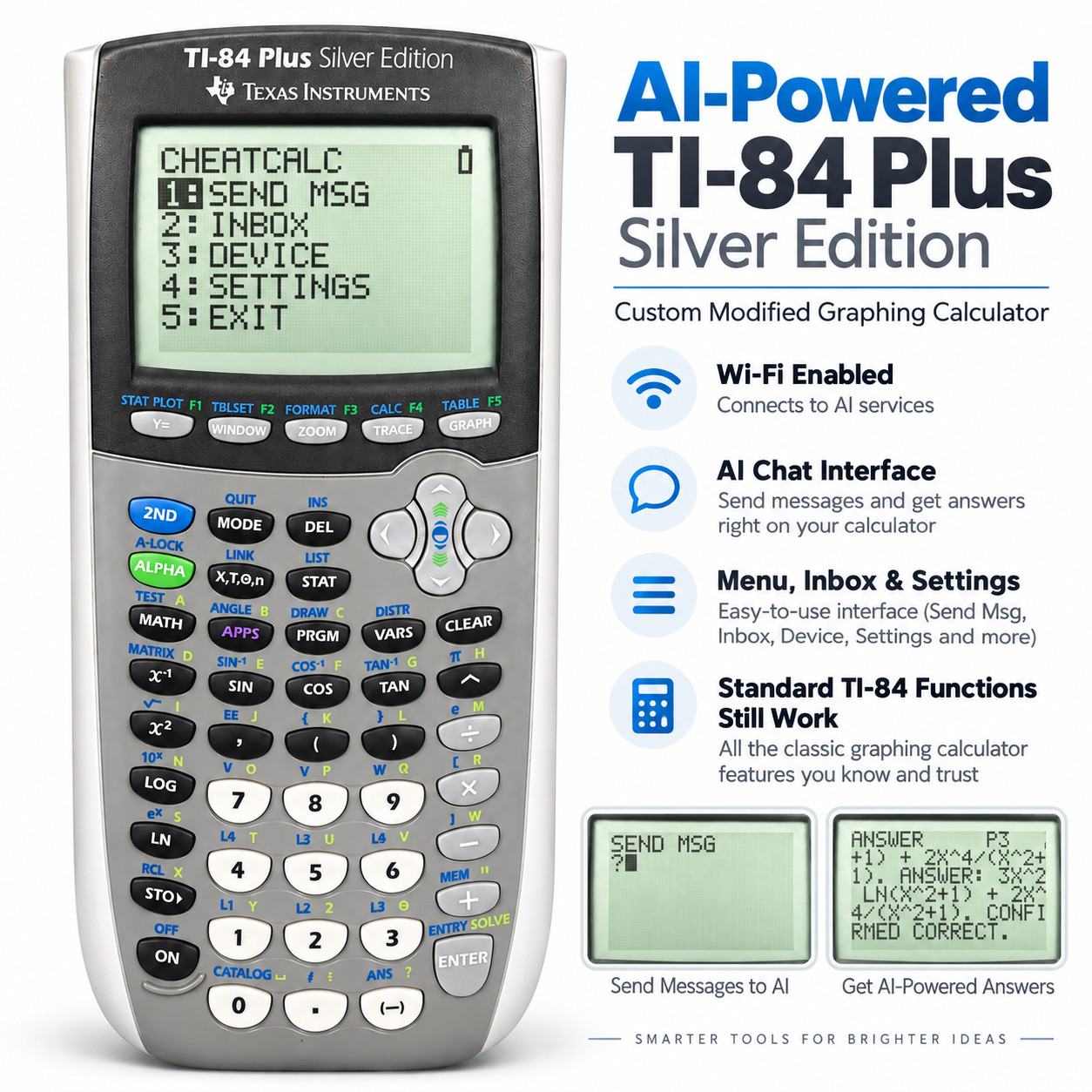Modded TI-84 Plus Silver Edition AI WiFi Calculator ChatGPT Claude Gemini ESP32