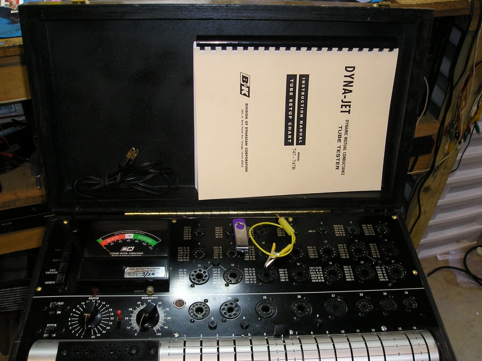 B&K 747 Tube TESTER, UPDATED PARTS, CALIBRATED, WALNUT VANEER CASE, PLUS EXTRAS