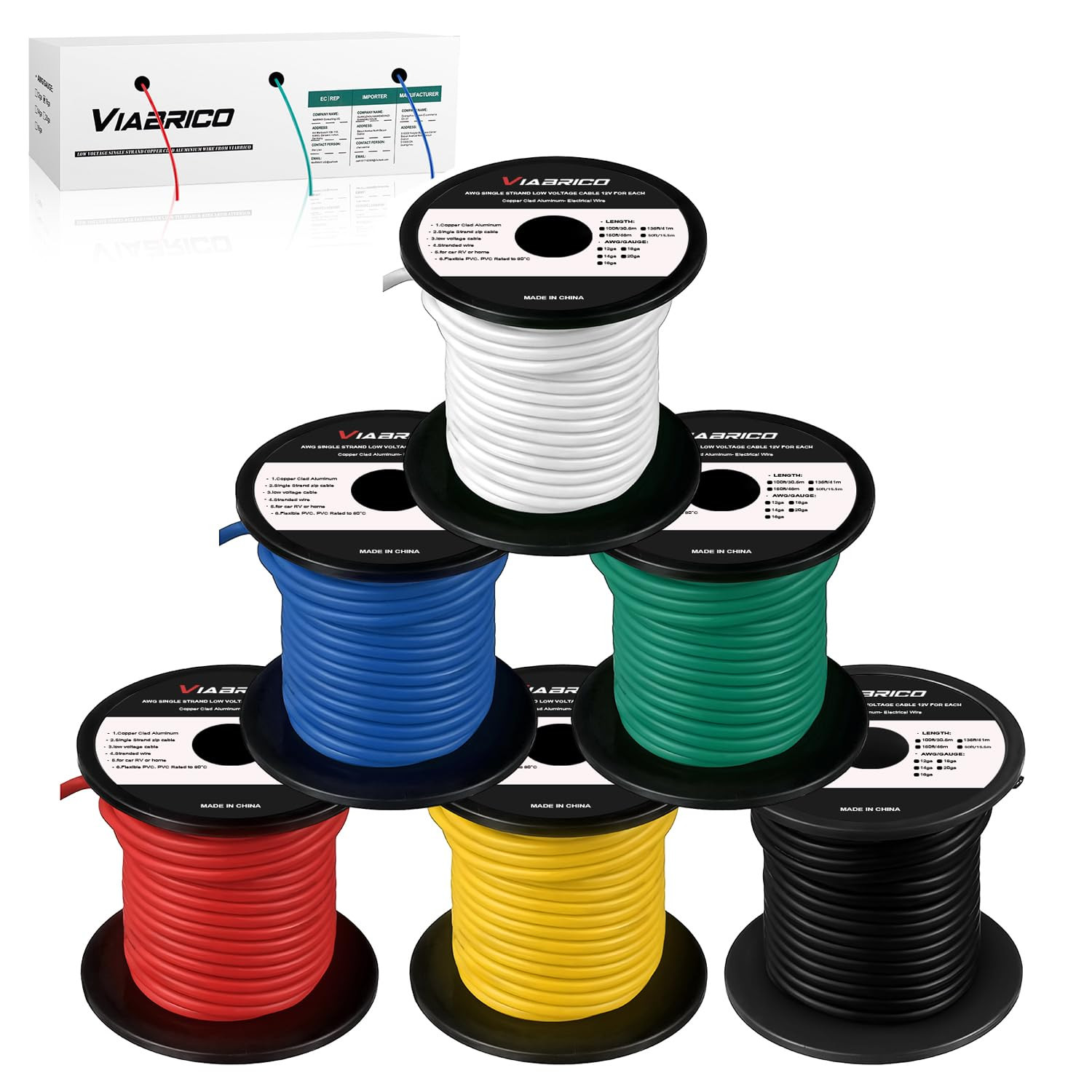 12 Gauge Wire 100Ft Each Spool, 12 AWG Automotive Wire 600FT 12 Gauge Wire 100Ft Each Spool, 12 AWG Automotive Wire 600FT