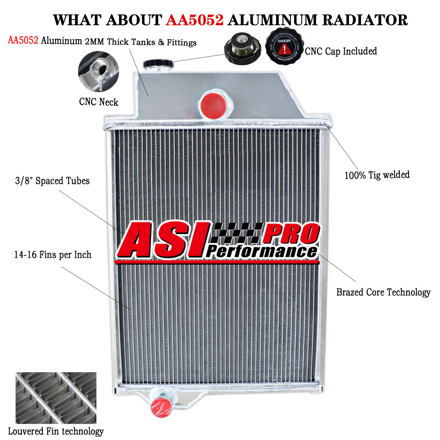 6030 Radiator 3 Rows Aluminum Radiator fits John Deere Model 3020 Gas & Diesel ...