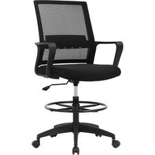 Drafting Chair Tall Office Chair Adjustable Height Swivel Rolling Stool Footrest picture