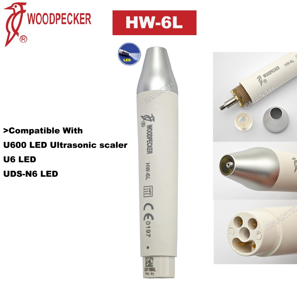 Woodpecker HW-6L LED Ultrasonic Scaler Handpiece Fit U6 U600 UDS-N6 EMS Piezon