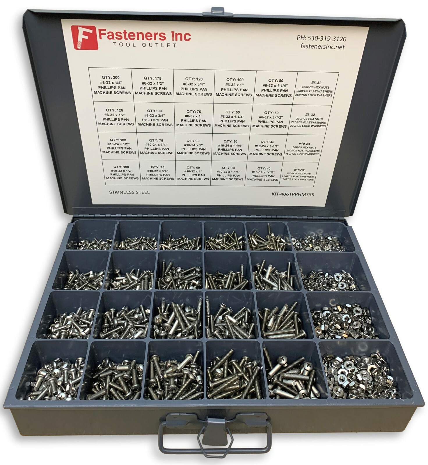 4,061 PCS STAINLESS STEEL #6 #8 #10 Phillips Pan Head Machine Screw Assortment 4,061 PCS STAINLESS STEEL #6 #8 #10 Phillips Pan Head Machine Screw Assortment