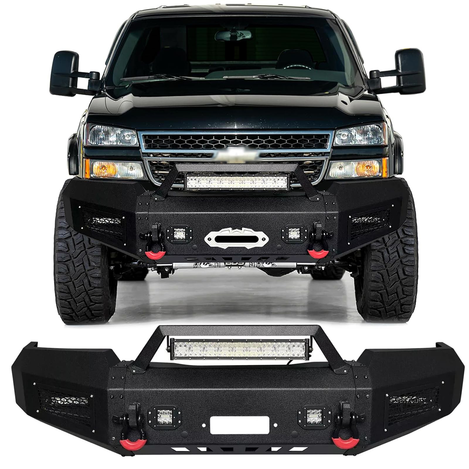 Front Black Offroad Steel Bumper for Chevy Silverado 2003-2004-2005-2006
