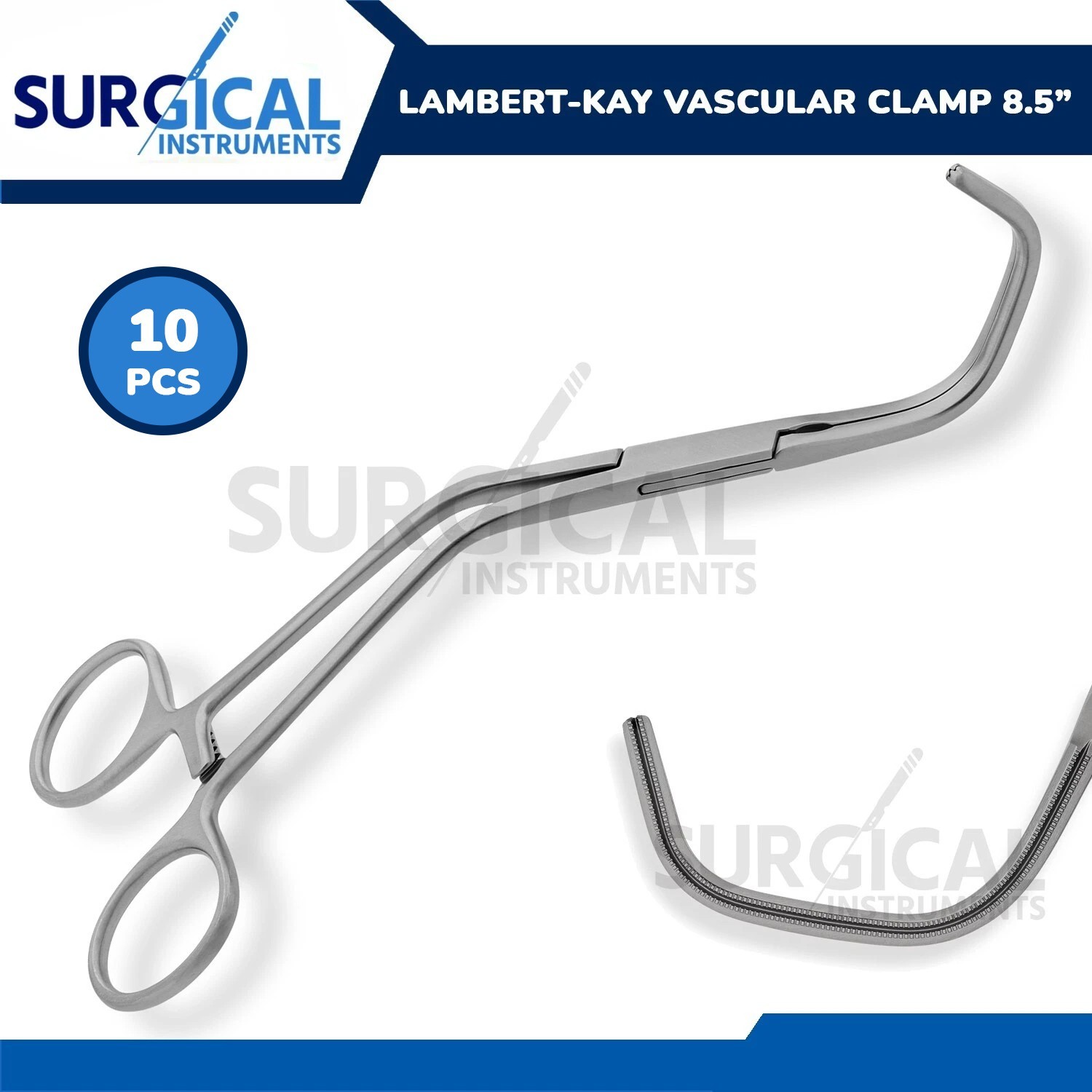 10 Pcs Lambert-Kay Vascular Clamp for Aortic Anastomosis 8.5\