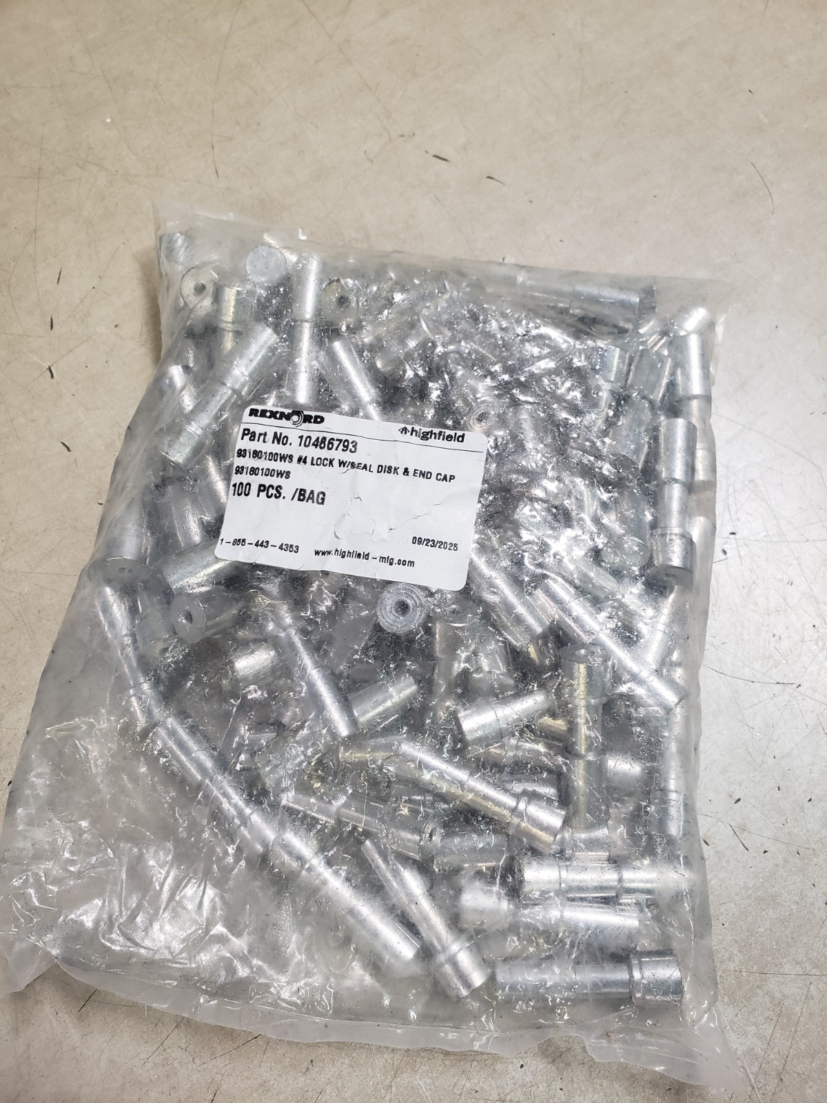 (QTY 100) Rexnord 10486793 Utility Barrel #4 Lock w/ Seal Disk & End Cap
