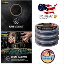 Electrical Tape Vinyl Black 3 Pack 66ft Scotch Super 33 Plus Indoor Outdoor Use picture