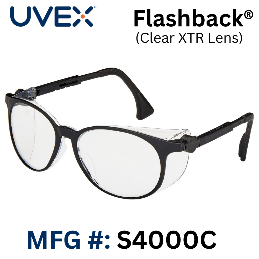Clear safety glasses w/ Anti-Fog Coating  - Uvex Flashback (#S4000c) - 1 pr