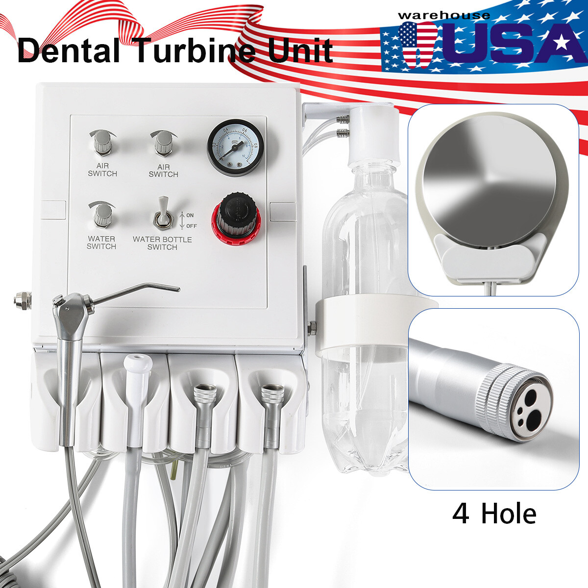 Unidad de turbina Dental portátil unidad de turbina Dental de 3 vías jeringa/Kit
