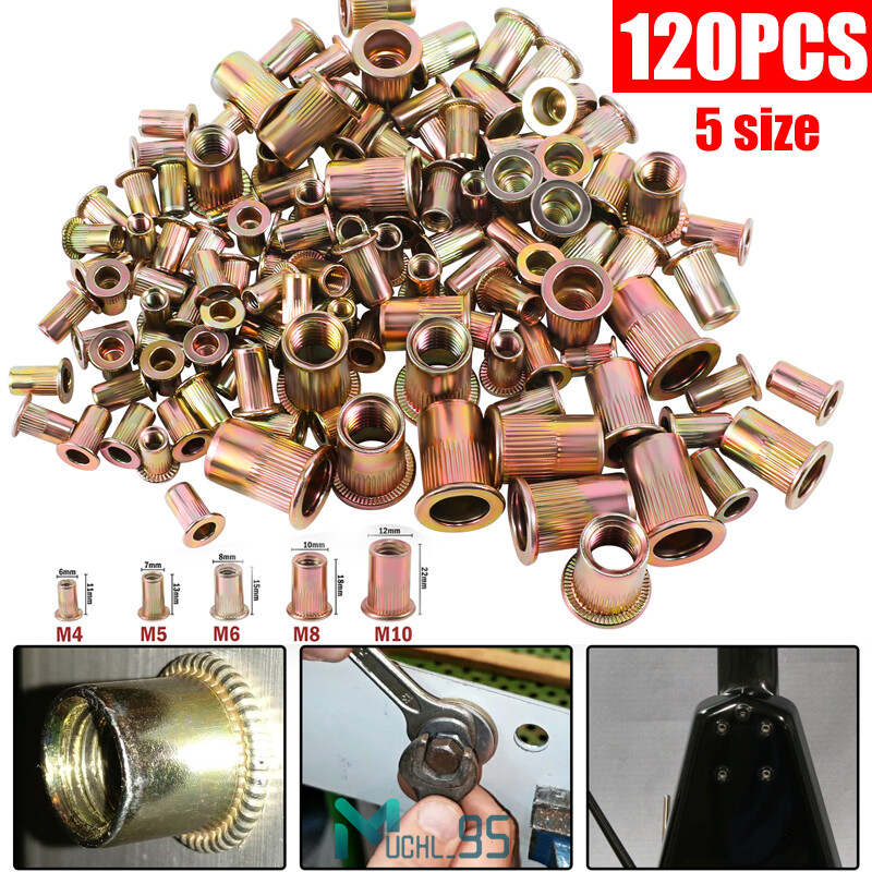 Juego Surtido de Tuercas de Remache Acero Inoxidable Galvanizado de 120 Piezas Juego Surtido de Tuercas de Remache Acero Inoxidable Galvanizado de 120 Piezas