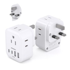 US to UK Plug Adapter 2 Pack, Type G Adapter for Travel with 4 Outlets picture