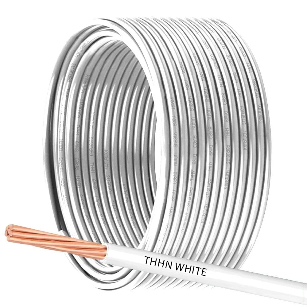 THHN Stranded Copper Wire with PVC/Nylon Jacket, 6 8 10 12 Gauge, 25-250 ft