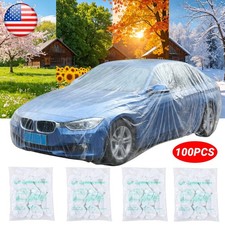 100Pcs Clear Plastic Disposable Car Cover Temporary Universal Rain Dust Garage picture