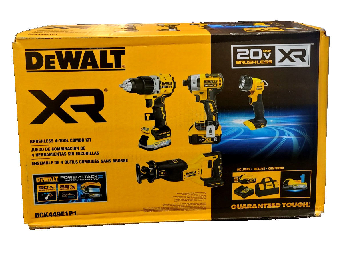 DEWALT (DCK449E1P1) Brushless 4-Tool Combo Kit with Power Stack. NEW
