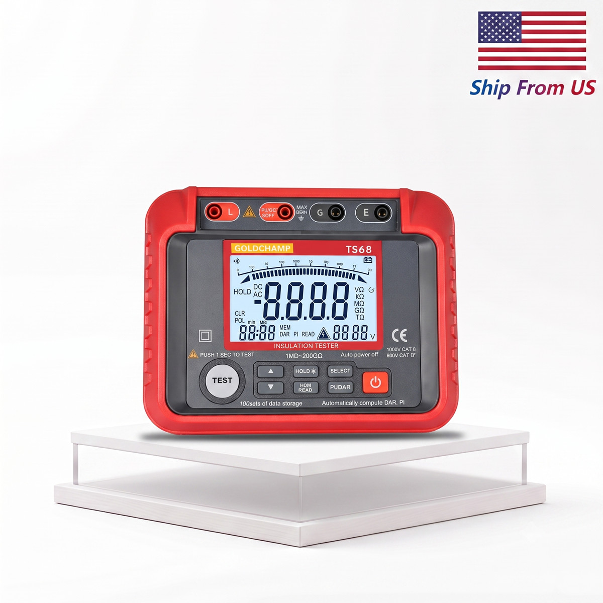Megohmmeter 250V-2500V Insulation Tester Resistance Meter 1MΩ-200GΩ Ohmmeter
