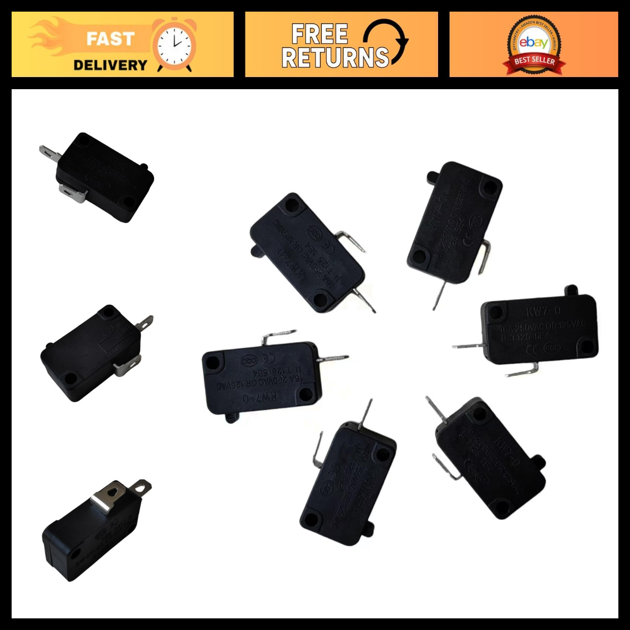 6pcs 2-Pin 16A 125V/250V Micro Switches for Power XL Air Fryer Replacement Parts