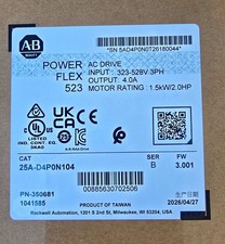 Allen-Bradley PowerFlex 523 AC Drive 25A-D4P0N104 323-528V 3PH 1.5kW/2HP picture