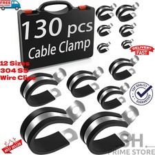 80pcs Rubber Cushion Insulated Clamp Stainless Steel Cable Clamps Assortment Kit picture